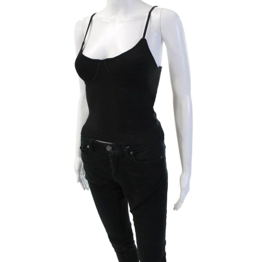 525 Women Black Camisole Spaghetti Strap Button Viscose Blend Size S - Picture 2 of 6